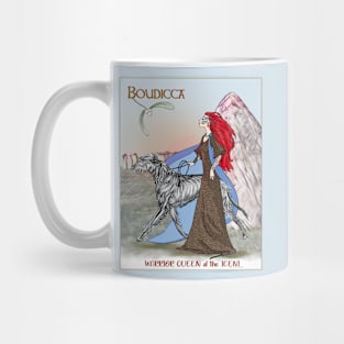 Boudicca at StoneHenge with her Scottish Deerhound. Mug